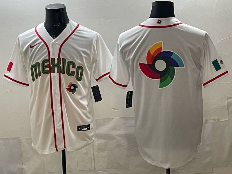 Men 2026 World Cub Mexico Blank White Game Nike MLB Jersey style 0018->->MLB Jersey